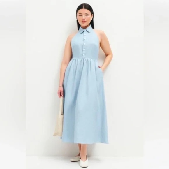 Reformation Tace Linen Dress Mineral - Size 6 - Picture 2 of 11